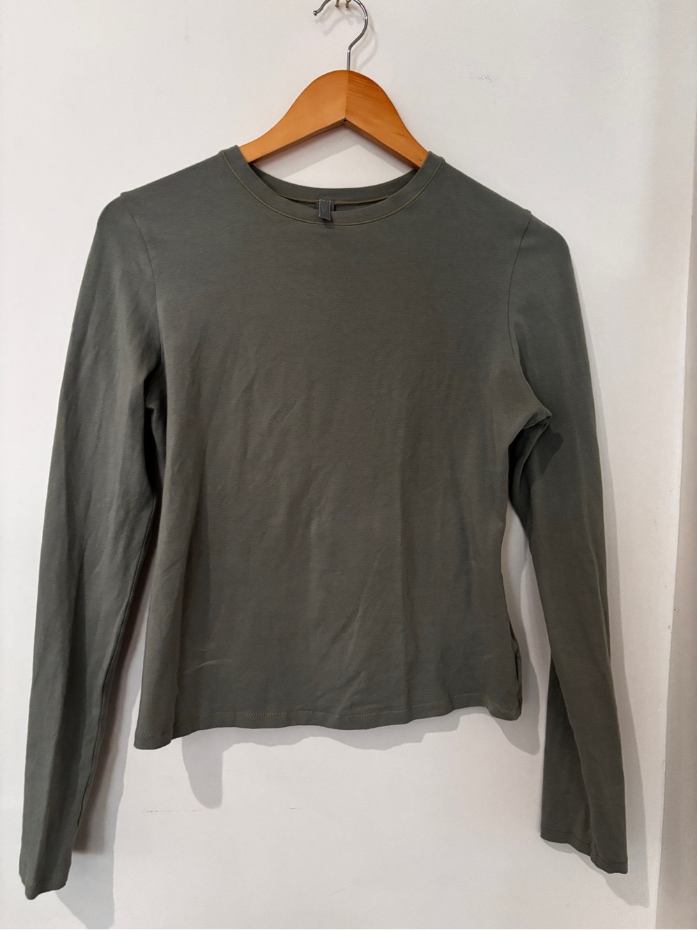 SKIMS Olive Green Long Sleeve Crewneck Tee